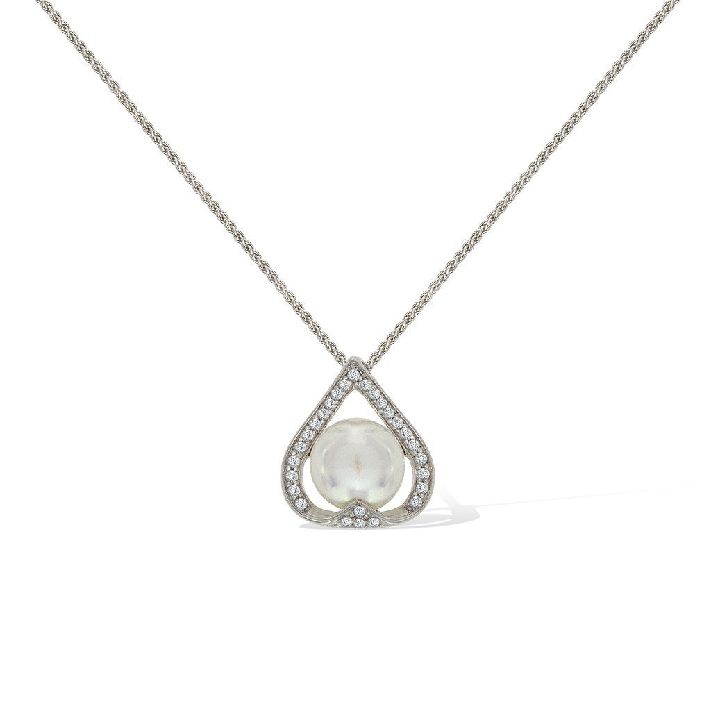 Gemvine Sterling Silver Freshwater Pearl Teardrop Pendant Necklace + 18 Inch Adjustable Chain