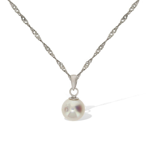 Gemvine Sterling Silver Freshwater Pearl Stylish Pendant Necklace + 18 Inch Adjustable Chain