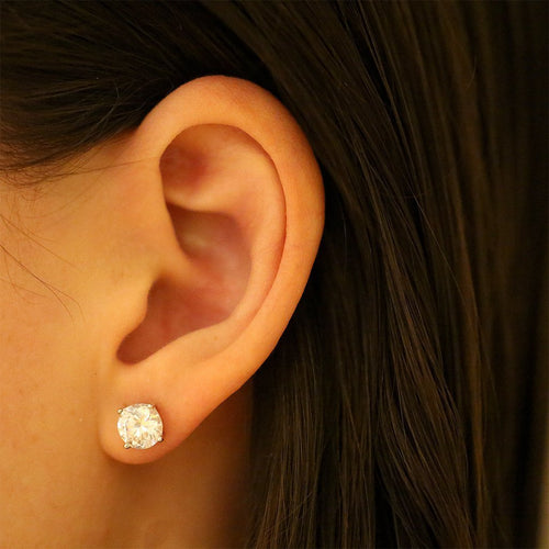 Gemvine Sterling Silver Classic 7mm Cubic Women's Ear Stud Earrings
