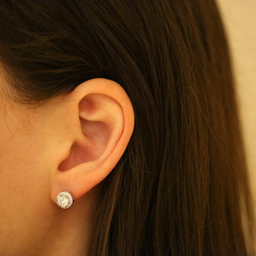 Gemvine Sterling Silver Classic Diamond Studded Women's Earrings