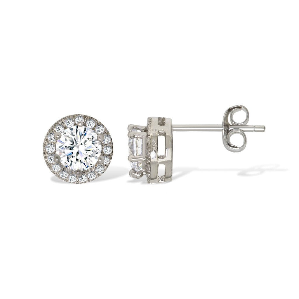 Gemvine Sterling Silver Classic Diamond Studded Women's Earrings
