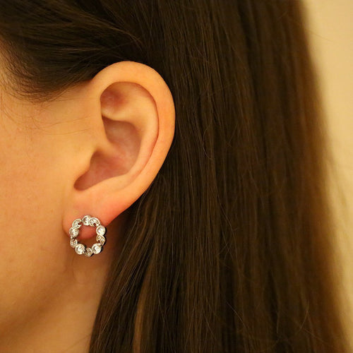 Gemvine Sterling Silver Twist Shape with Sparkling Cubic Zirconia Women's Ear Stud Earrings