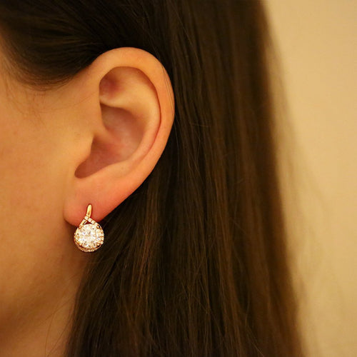 Gemvine Sterling Silver Elegant Swirl Women's Drop Earrings in Rhodium Rose