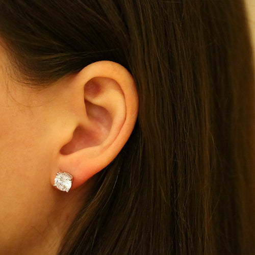 Gemvine Sterling Silver Classic 8mm Cubic Women's Ear Stud Earrings