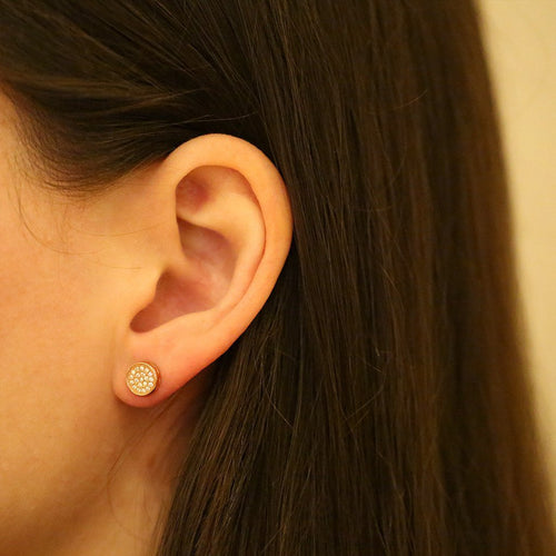 Gemvine Sterling Silver Solid Circular Women's Ear Stud Earrings in Rhodium Rose