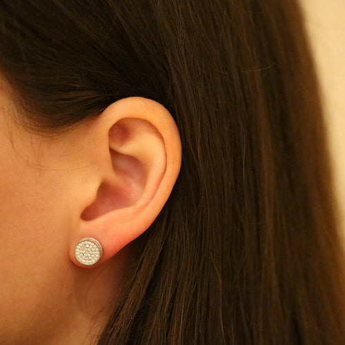 Gemvine Sterling Silver Classic Circular Women's Ear Stud Earrings