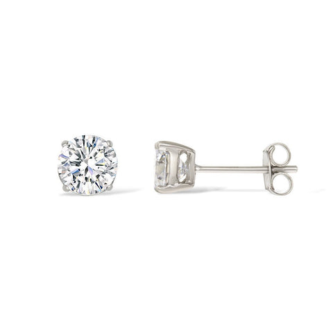 Gemvine Sterling Silver Classic Diamond Studded Women's Earrings in Rhodium Rose