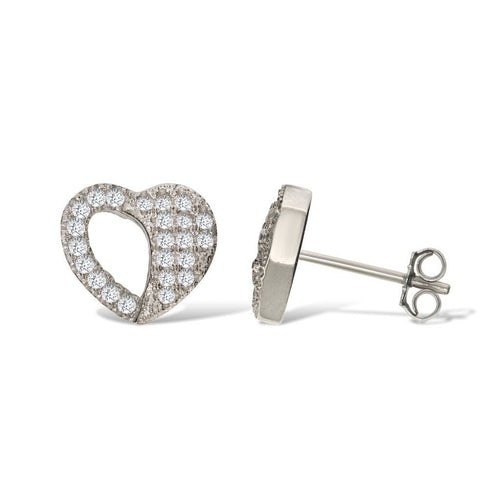 Gemvine Sterling Silver Heart with Cubic Zirconia Women's Ear Stud Earrings