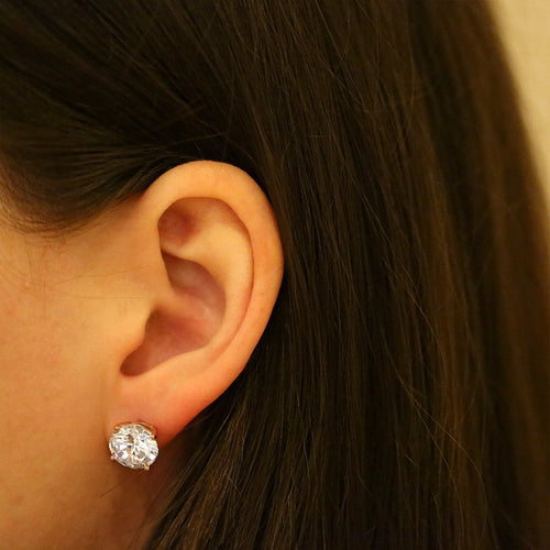 Gemvine Sterling Silver Classic 10mm Cubic Women's Ear Stud Earrings in Rhodium Rose