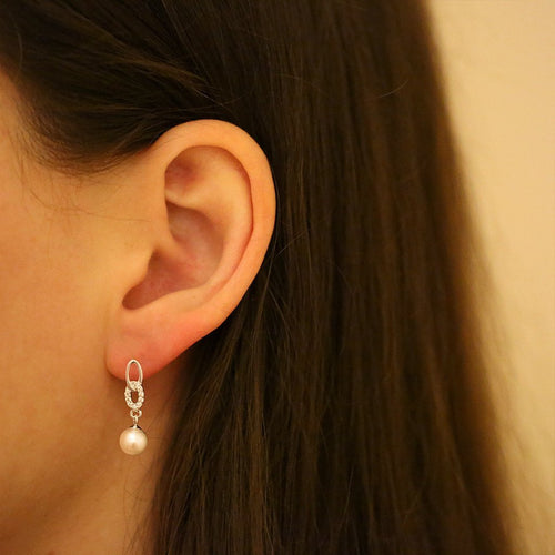 Gemvine Sterling Silver Freshwater Pearl Drop Dangle Woman's Earrings