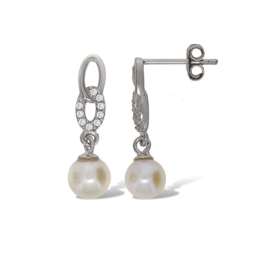 Gemvine Sterling Silver Freshwater Pearl Drop Dangle Woman's Earrings