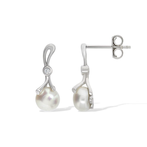 Gemvine Sterling Silver Freshwater Pearl with Beautiful Knot Woman's Drop Earrings