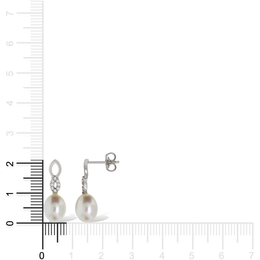 Gemvine Sterling Silver Freshwater Pearl Classy Woman's Drop Earrings