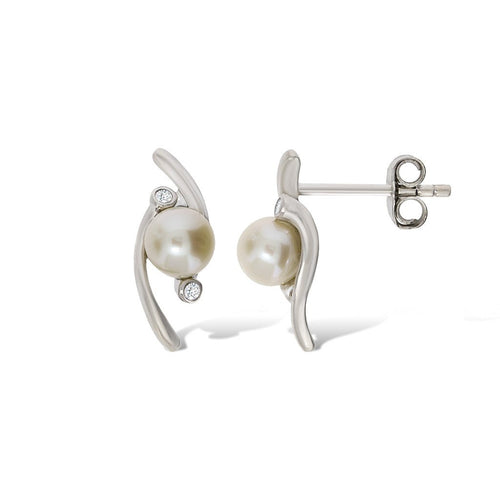 Gemvine Sterling Silver Freshwater Pearl Stylish Woman's Earrings