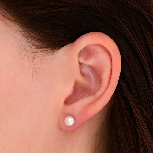 Gemvine Sterling Silver Timeless Freshwater Pearl 6mm Women's Ear Stud Earrings