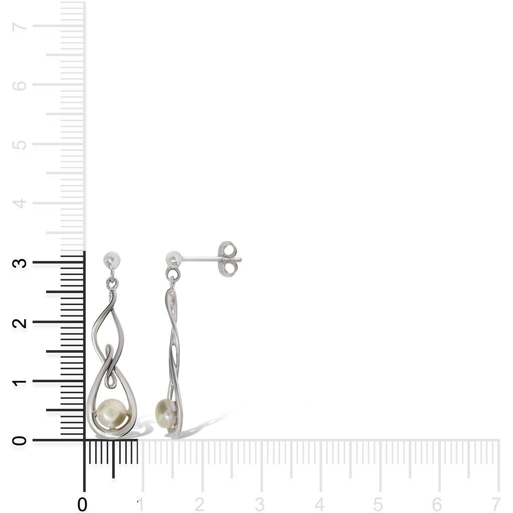 Gemvine Sterling Silver Freshwater Pearl Interlace Woman's Drop Dangle Earrings