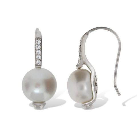 Gemvine Sterling Silver Freshwater Pearl Woman's Curl Drop Earrings