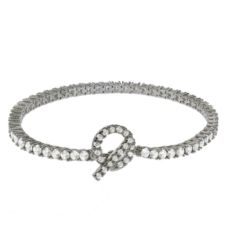 Gemvine Oval Interval Cubic Zirconia Bracelet in Sterling Silver