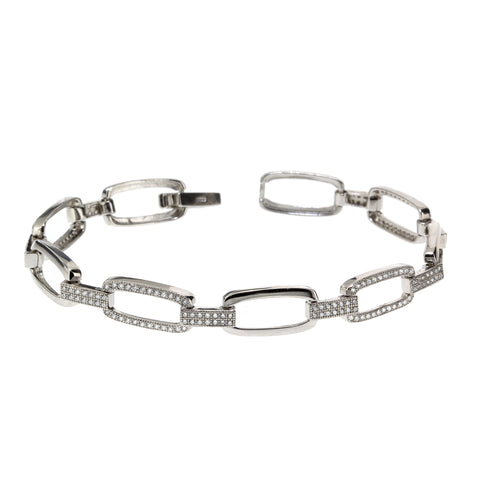 Gemvine Oval Interval Cubic Zirconia Bracelet in Sterling Silver