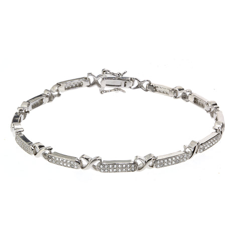 Gemvine Oval Interval Cubic Zirconia Bracelet in Sterling Silver