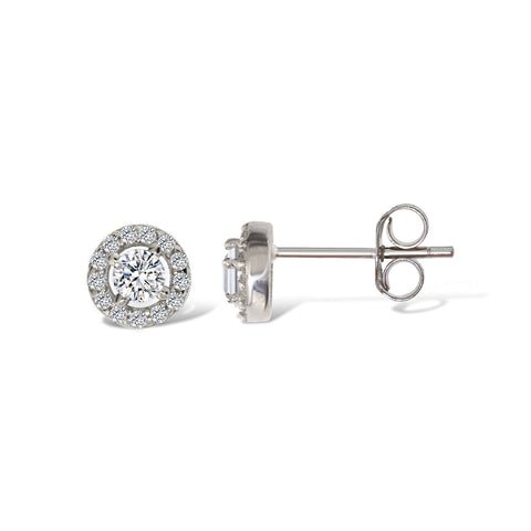 Gemvine Sterling Silver Micro Pave Cushion CZ Stud Earrings